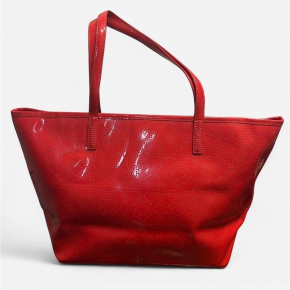 Kate Spade Red Perforated Harmony Metro Heart Tote Bag - Picture 2 of 6